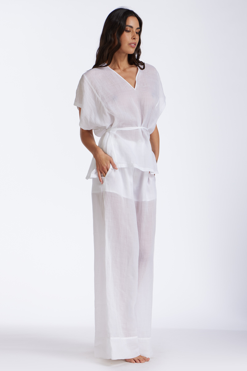 CAMICIA CORTA IN LINO TINTA UNITA