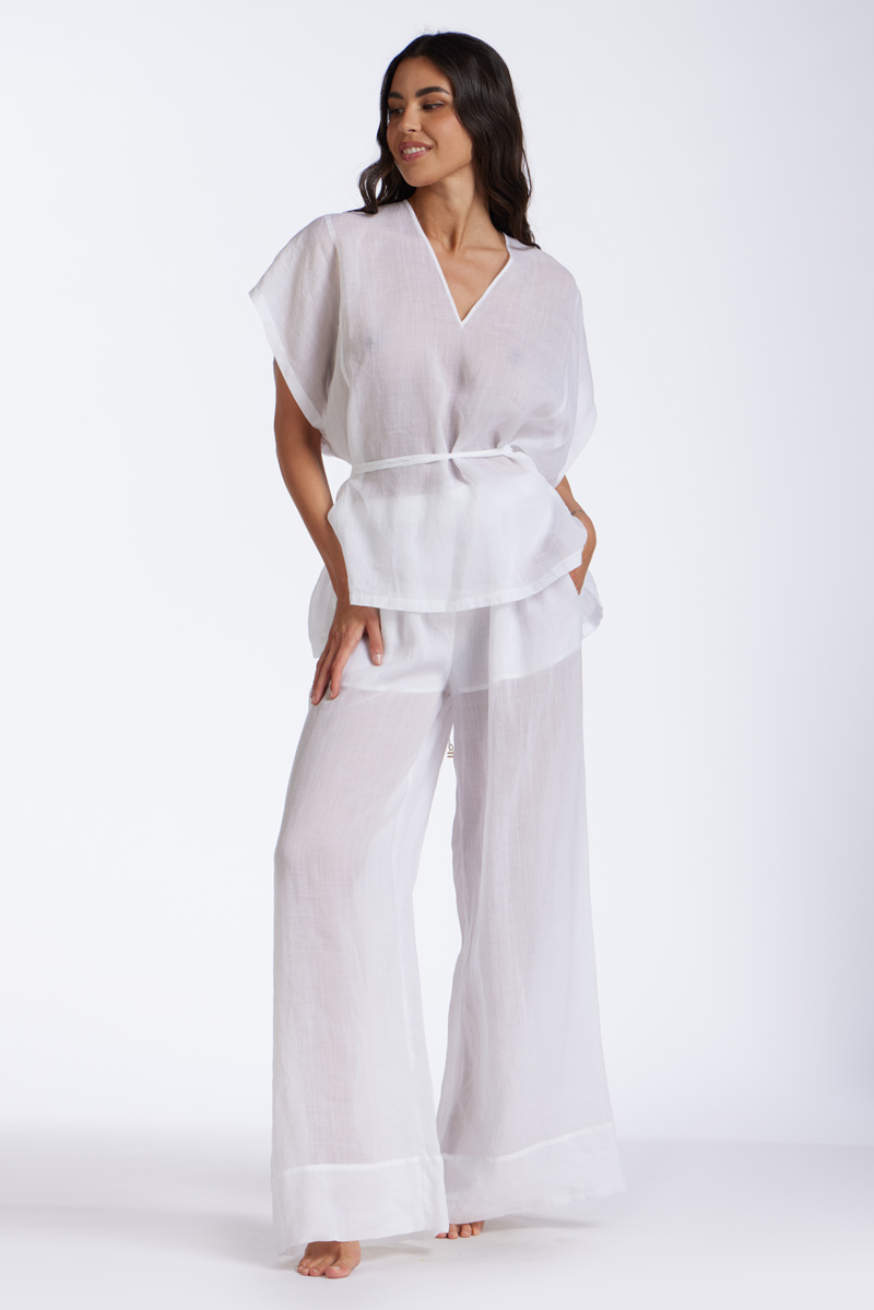 PANTALONE PALAZZO LINO TINTA UNITA