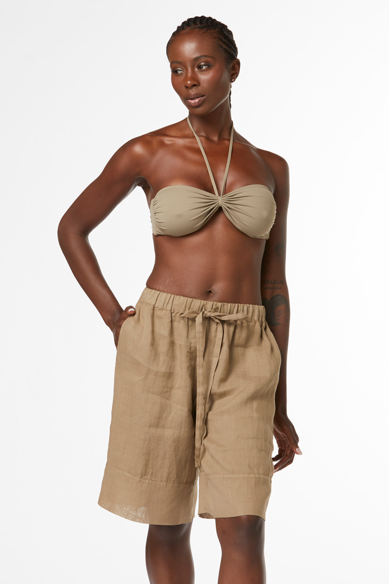 BERMUDA IN LINO TINTA UNITA